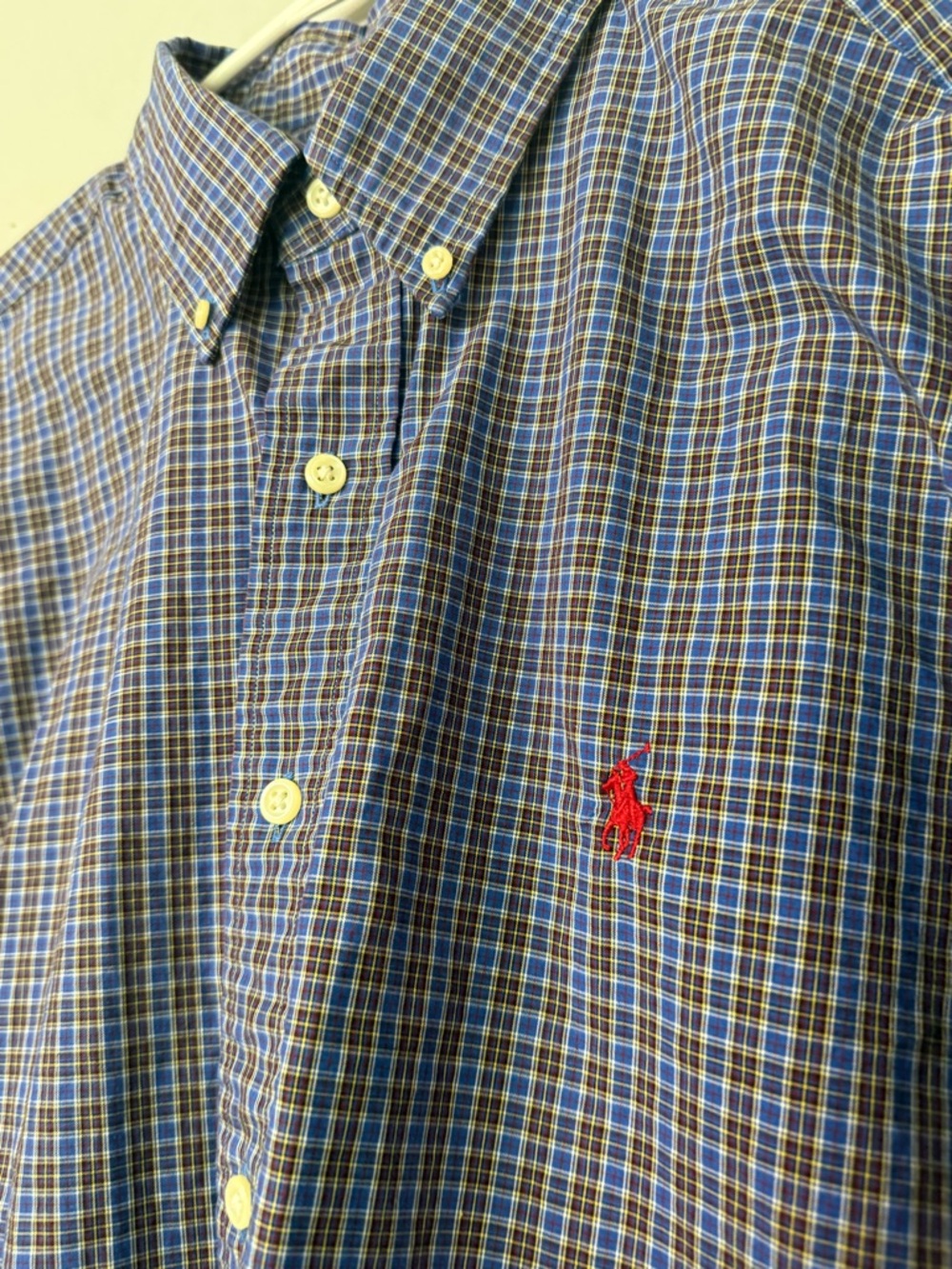 Ralph Lauren Men's XL Blue Plaid Button-Down Shirt